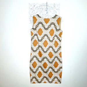 JONES NEW YORK Signature 2 DRESS Sleeveless Sheath Stretch Lined GOLD BLACK NWT